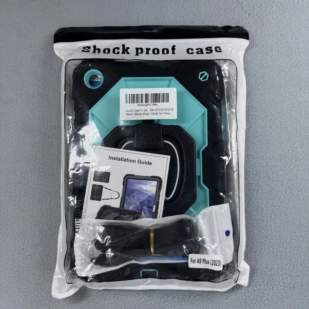 Galaxy A9 plus Rugged Shockproof Rotating Tablet Case Mint Green Black Blue